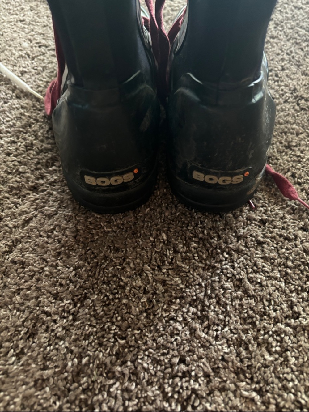 Bogs Black Combat Boots with Burgundy Laces - Picture 3 of 5